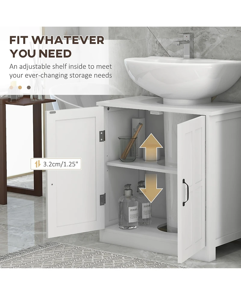 Kleankin Bathroom Sink Cabinet, Pedestal Sink Cabinet with Adjustable Shelf, White