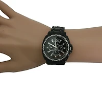 Olivia Pratt Black Rhinestone Bezel Black Metal Watch