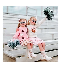 Sweet Wink Toddler Girls Football Bows Patch Knit Sweater