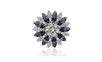 Suzy Levian Sterling Silver Sapphire & Created White Flower Ring