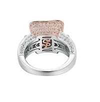 Suzy Levian New York Suzy Levian Two-Tone Sterling Silver Cushion Cut Center Topaz Cocktail Paris Ring