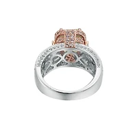 Suzy Levian New York Two-Tone Sterling Silver Emerald Cut Center Topaz Cocktail Milano Ring