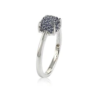 Suzy Levian Sterling Silver Sapphire Pave Puff Solitaire Ring