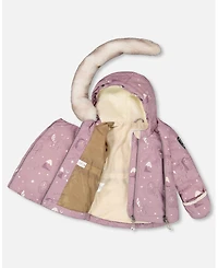 Deux par Baby Girl Two-Piece Snug Snowsuit Purple Bear Print - Baby|Toddler