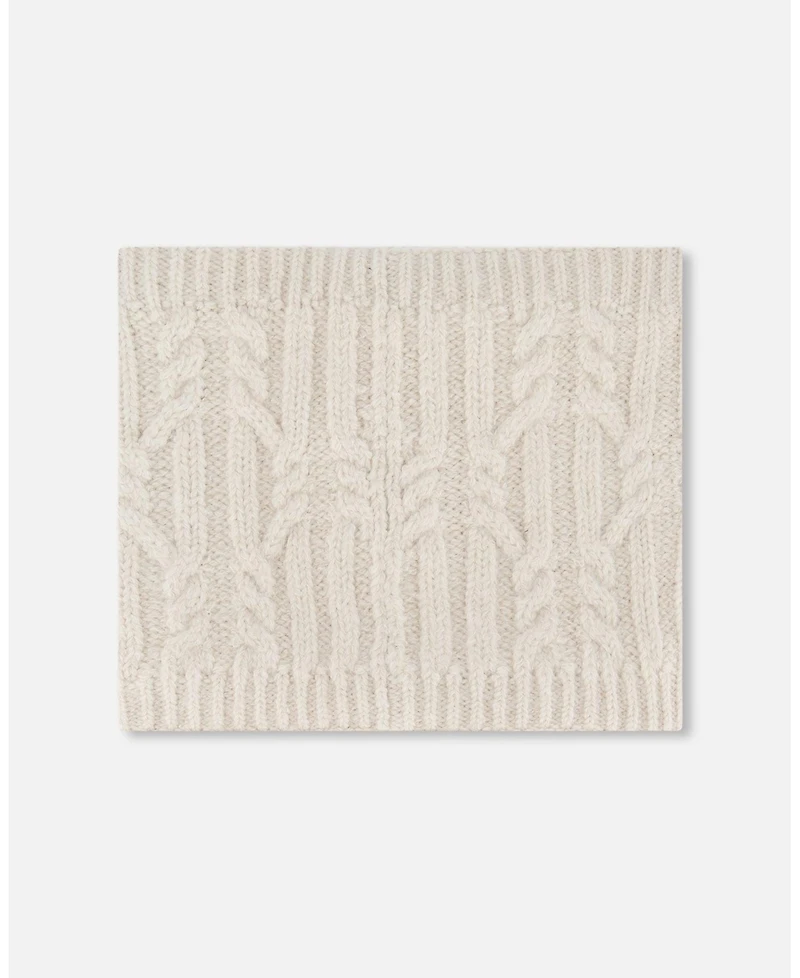 Deux par Kids Unisex Lined Winter Neckwarmer Off-White - Toddler|Child