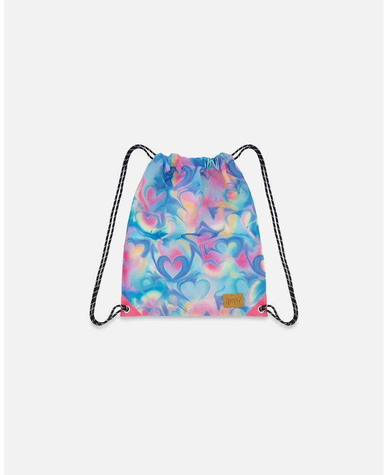 Deux par Deux Girl Drawstring Bag Rainbow Heart Print - Toddler|Child