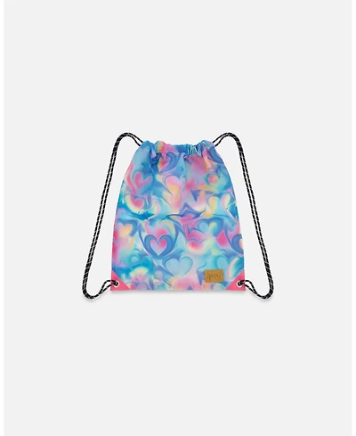 Deux par Deux Girl Drawstring Bag Rainbow Heart Print - Toddler|Child