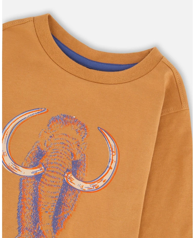 Deux par Baby Boy Cotton Long Sleeve T-Shirt Cashew Brown