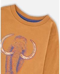 Deux par Baby Boy Cotton Long Sleeve T-Shirt Cashew Brown