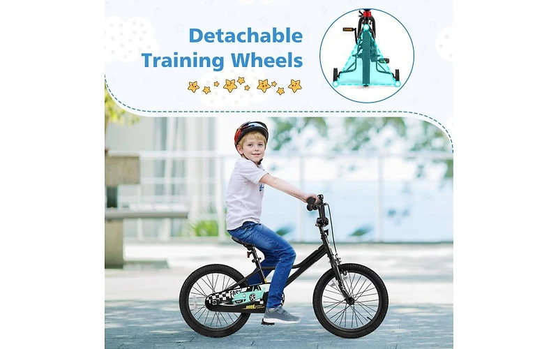 18 Inch Kids Bike Adjustable for Ages 4-8 with Low-Step Frame
