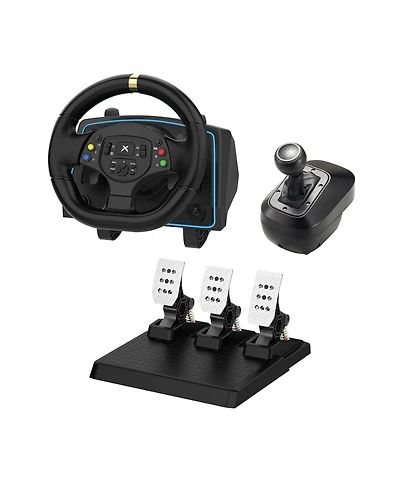 Nbcp Gaming Steering Wheel with Pedals – 1080° Rotation, Paddle Shifters, Manual Gearbox, Dual Vibration – Compatible with Xbox, PS4, Pc, Switch & Mor