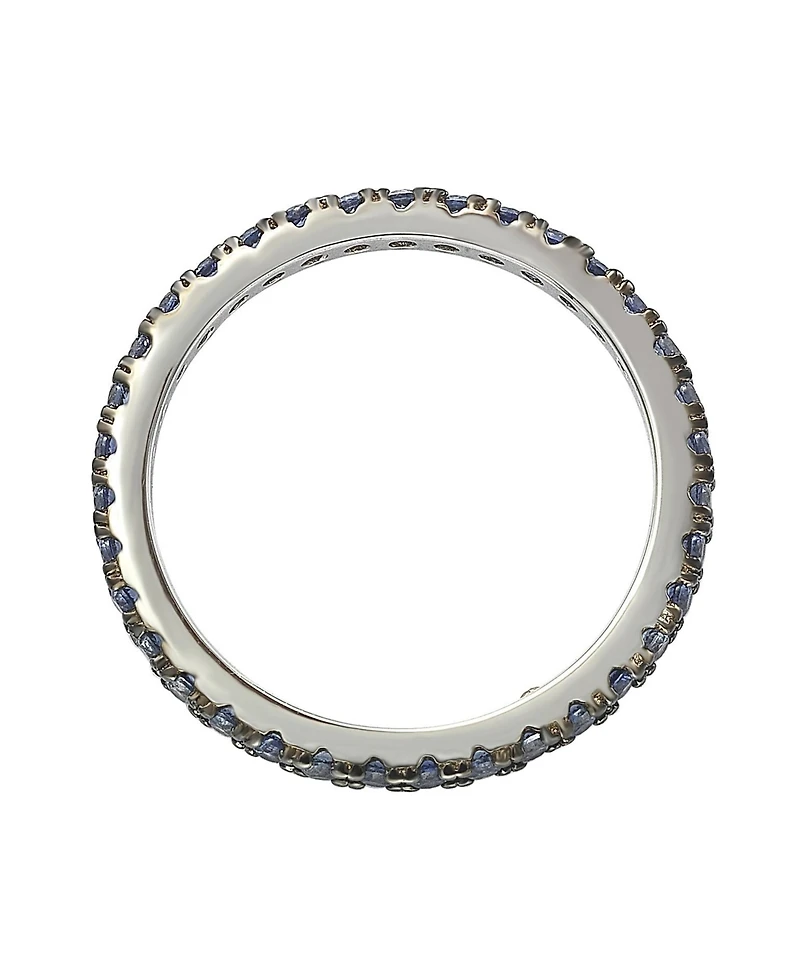Suzy Levian Sterling Silver Sapphire Single Row Eternity Band Ring