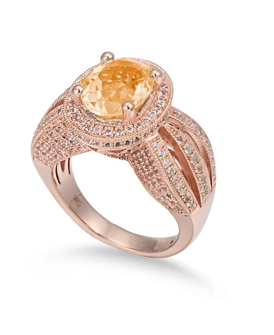 Suzy Levian New York Sterling Silver Oval Cut Center Topaz Cocktail Ring