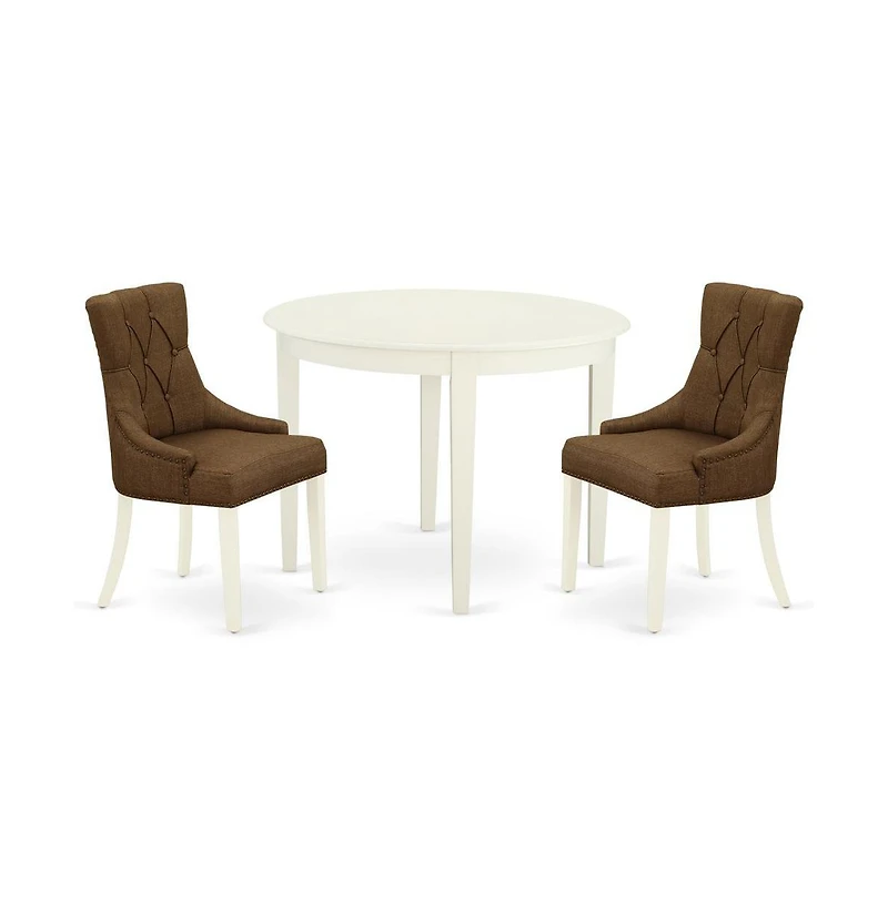 East West Furniture Dining Room Set Linen White