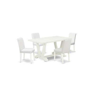 East West Furniture 5-Piece Awesome Dining Set a Superb Linen White dining table Top and 4