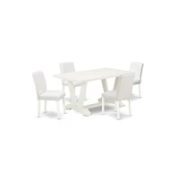 East West Furniture 5-Piece Awesome Dining Set a Superb Linen White dining table Top and 4