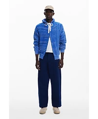 Desigual Men's Zipper sweater with braided design