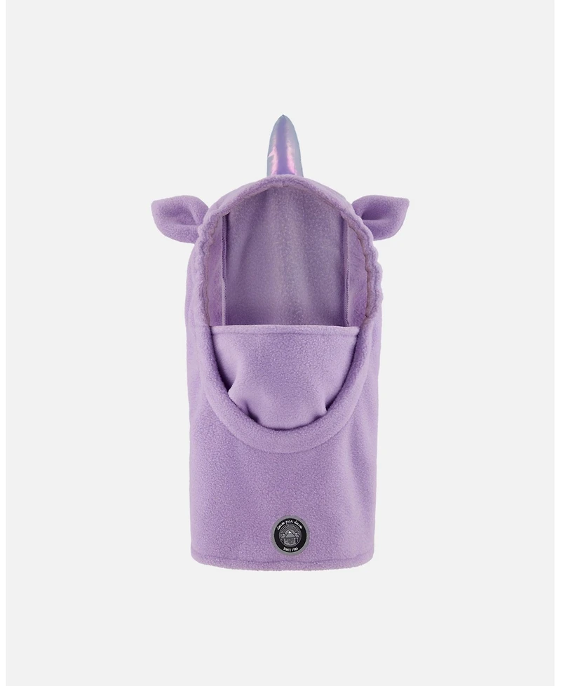 Deux par Deux Girl Polar Fleece Balaclava for Ski Helmet Purple Unicorn - Toddler|Child