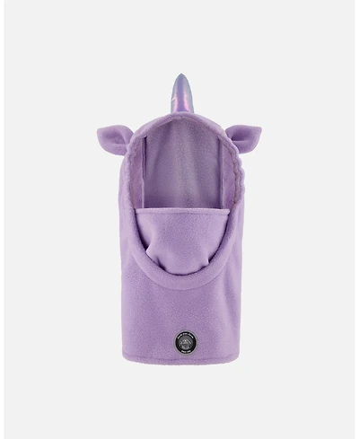 Deux par Deux Girl Polar Fleece Balaclava for Ski Helmet Purple Unicorn - Toddler|Child