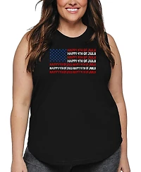 La Pop Art Plus Happy 4th of July Word Tank Top