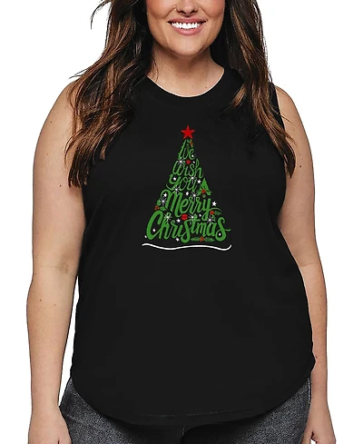 La Pop Art Plus We Wish You A Merry Christmas Word Tank Top