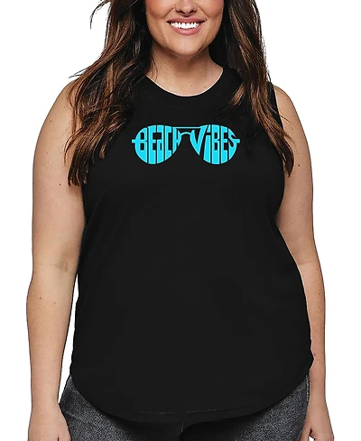 La Pop Art Plus Beach Vibes Word Tank Top