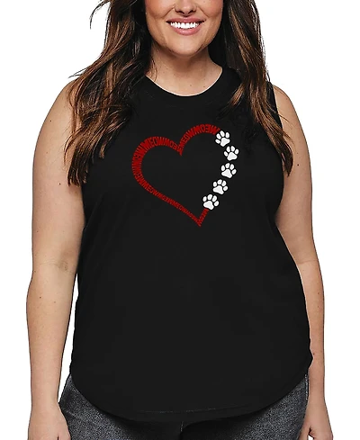 La Pop Art Plus Meow Heart Word Tank Top