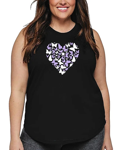 La Pop Art Plus Butterfly Heart Word Tank Top