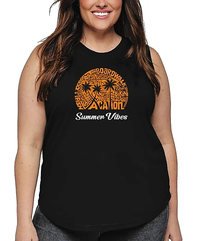 La Pop Art Plus Summer Vibes Word Tank Top