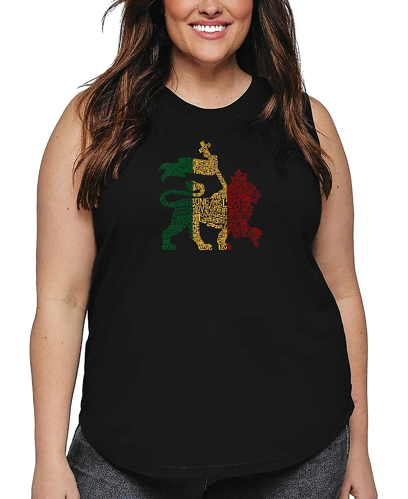 La Pop Art Plus Lion One Love Word Tank Top