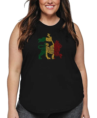 La Pop Art Plus Lion One Love Word Tank Top