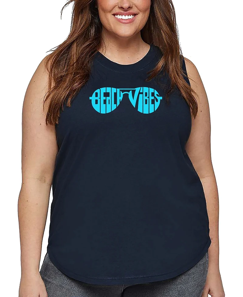 La Pop Art Plus Beach Vibes Word Tank Top