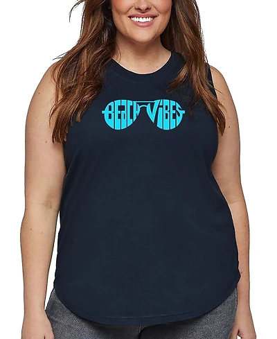 La Pop Art Plus Beach Vibes Word Tank Top