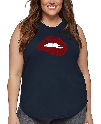 La Pop Art Plus Size Brooklyn Lips Word Art Tank Top