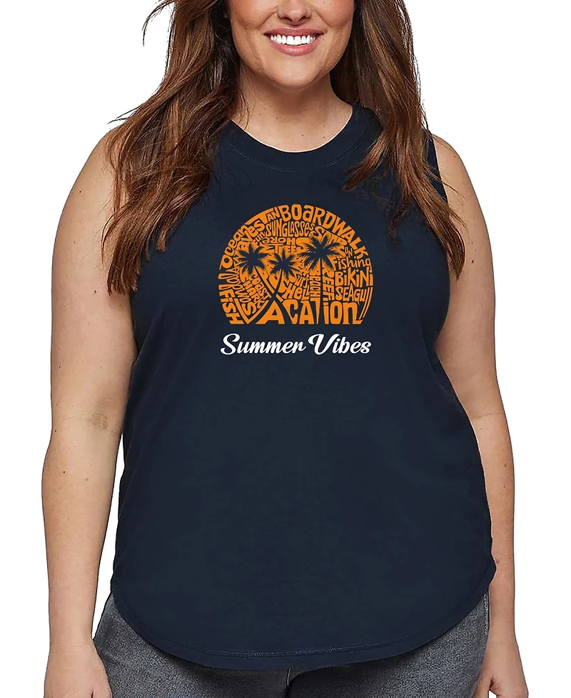 La Pop Art Plus Summer Vibes Word Tank Top