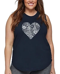La Pop Art Plus Heart Flowers Word Tank Top