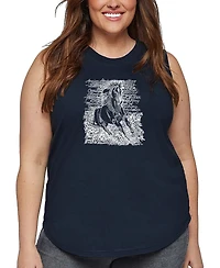La Pop Art Plus Popular Horse Breeds Word Tank Top