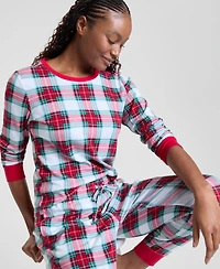 Holiday Lane's Women's Merry Plaid Crew Neck Matching Family Pajamas Set