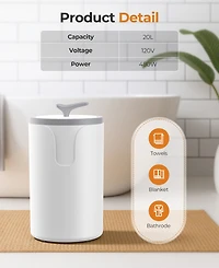 20L Electric Towel Warmer with 3 Heat Settings and Safety Timer