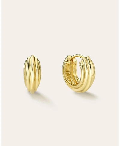 Zoe Lev Small Ribbed Huggie Earrings