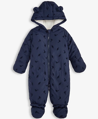 First Impressions Baby Boys Hooded Dino-Flocked Footed Snowsuit, Macy's Exclusive