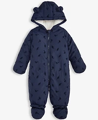 First Impressions Baby Boys Hooded Dino-Flocked Footed Snowsuit, Macy's Exclusive
