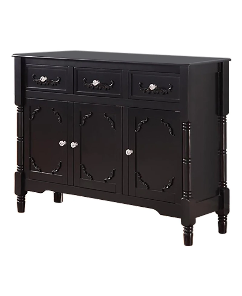 Kings Brand Furniture Wood Console Sideboard Table with Drawers and Storage, Black Finish