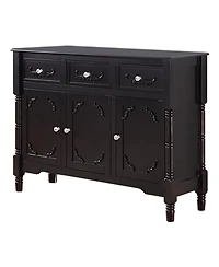 Kings Brand Furniture Wood Console Sideboard Table with Drawers and Storage, Black Finish
