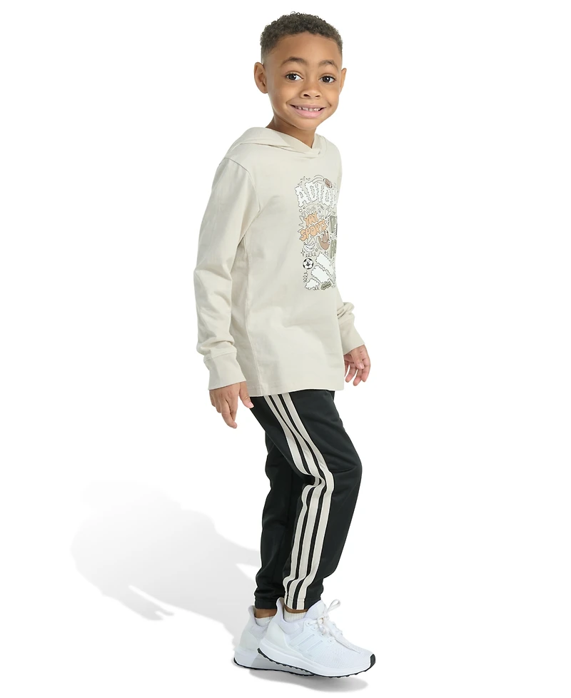 adidas Toddler and Little Boys 2-Piece Long Sleeve Hooded T-Shirt Jogger Pant Set