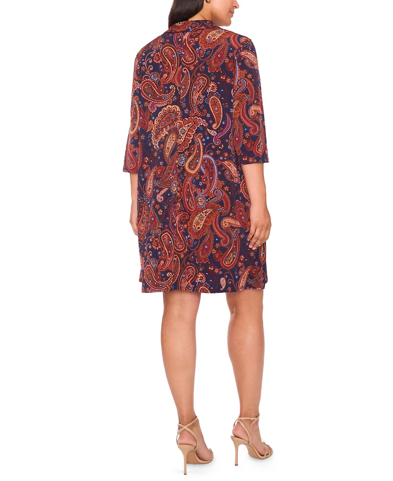 Msk Plus Printed Jersey 3/4-Sleeve Dress