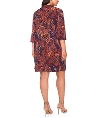 Msk Plus Printed Jersey 3/4-Sleeve Dress