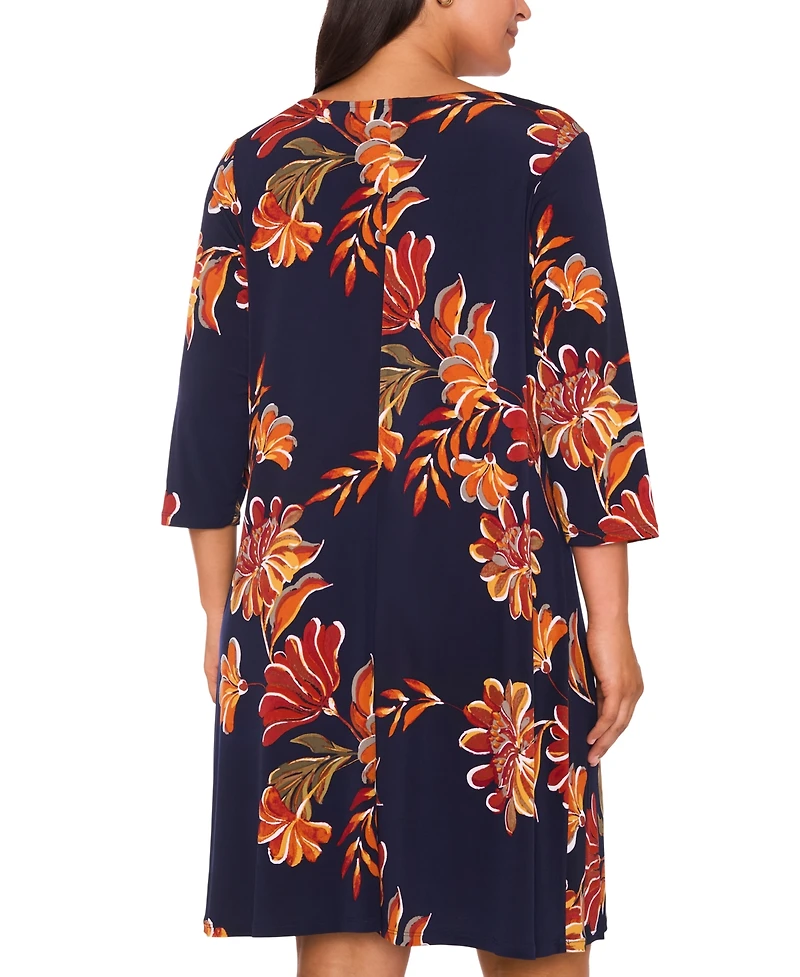 Msk Plus 3-Ring Shift Knee-Length Dress