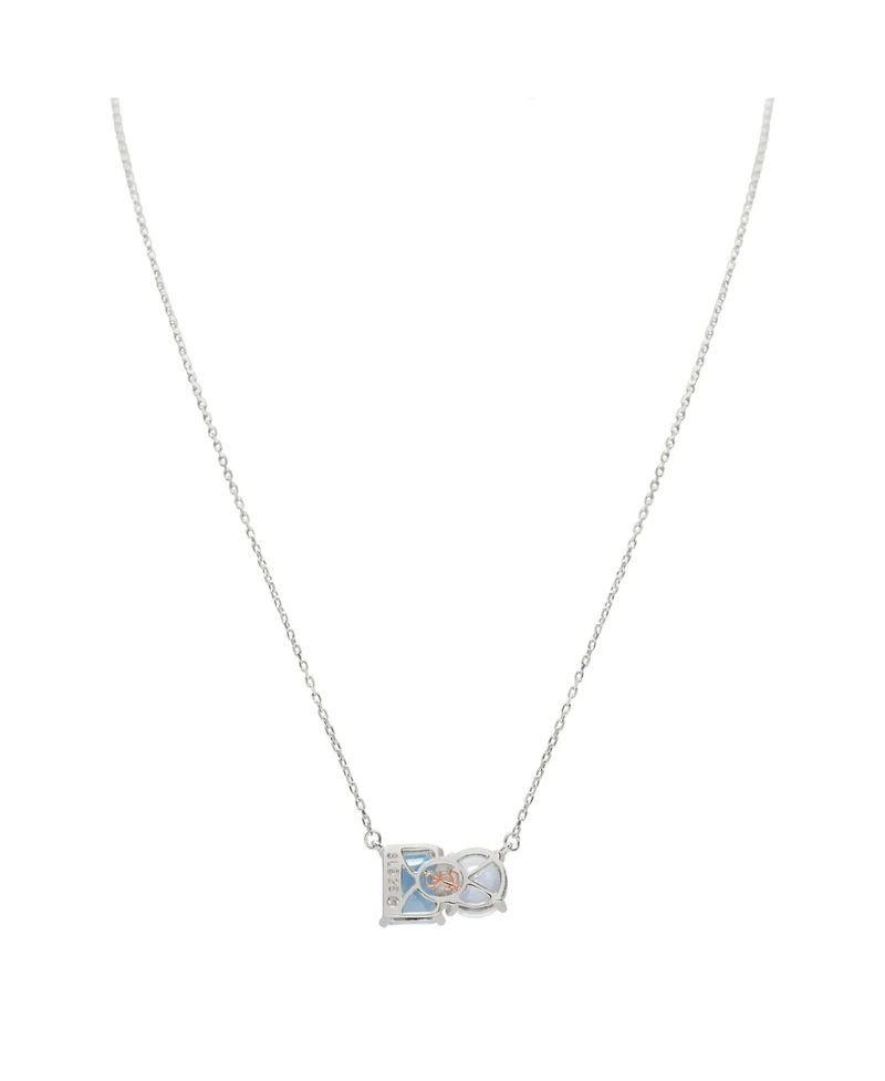 Suzy Levian Sterling Silver Topaz Two Stone Necklace