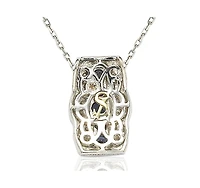 Suzy Levian Sterling Silver Sapphire & Created White Curvy Frame 5 Stone Pendant Necklace